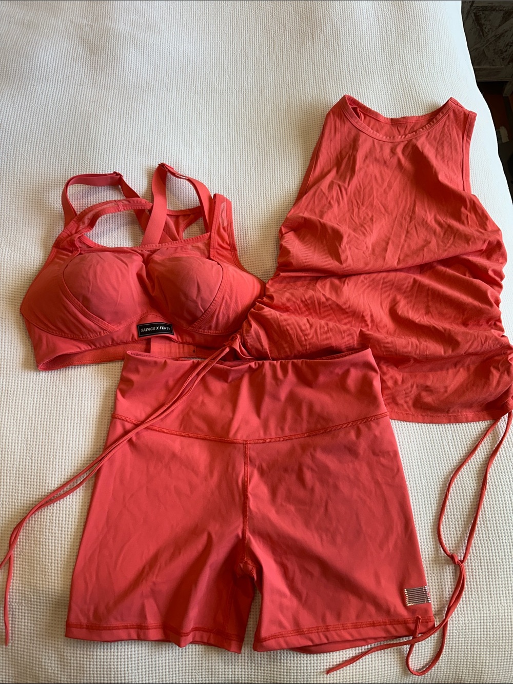 Savage x Fenty Lounge & Active Coral Red Women’s 3-Piece Set